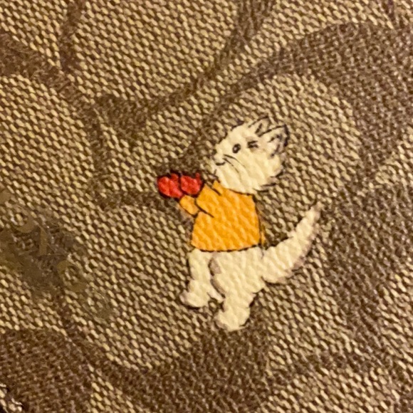 🐱 COACH ZIP WRISTLET IN SIGNATURE CANVAS WITH CAT MITTENS PRINT 🐱 NWT 🐱 - Picture 7 of 16